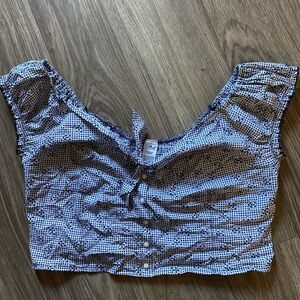 Frankie's Bikinis Gingham Ruched Crop Top